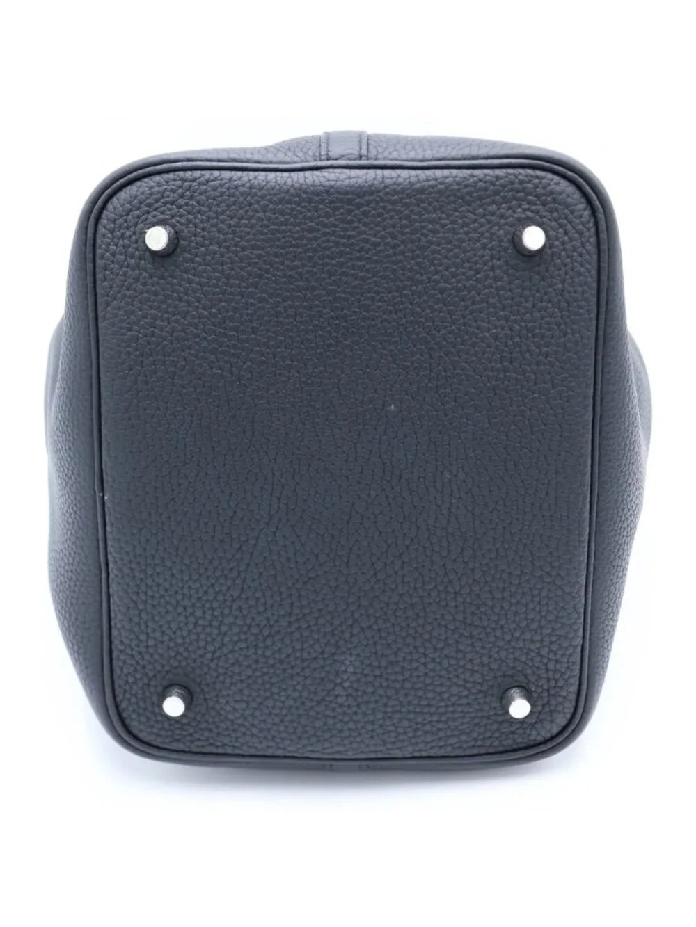 Hermes Picotin Lock MM Taurillon Clemence Silver Handbag Black